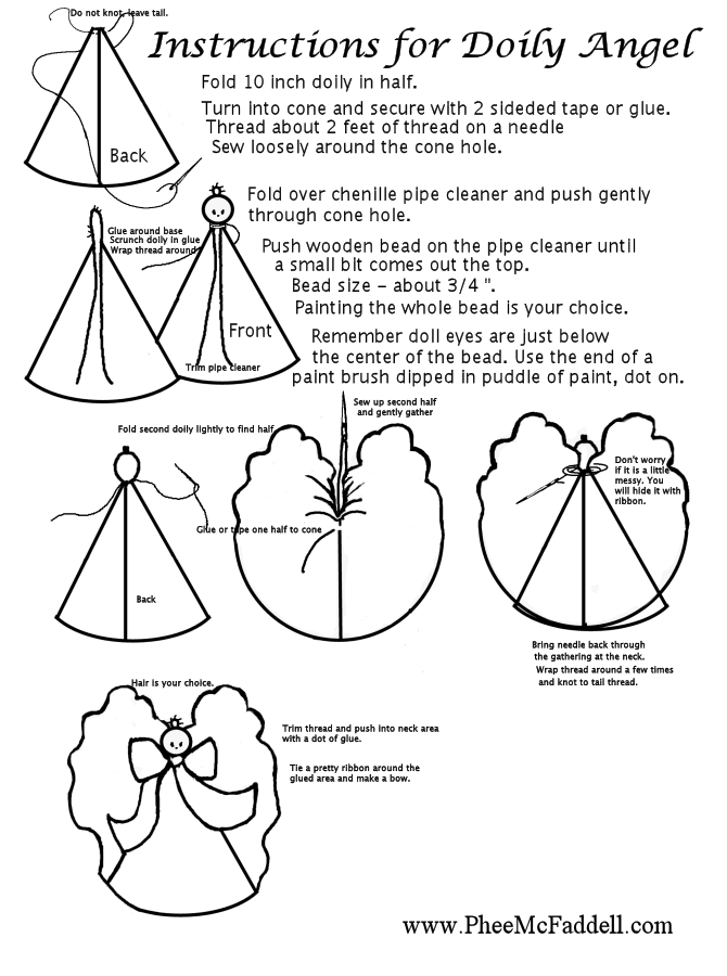 Doily Angel Instructions Black and White www.pheemcfaddell.com