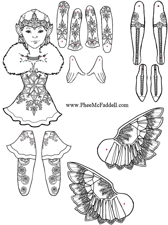 Snowflake Fairy to color www.pheemcfaddell.com